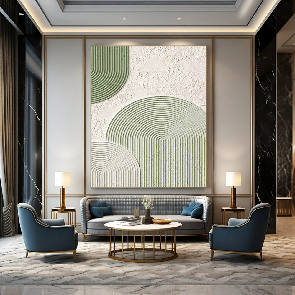 Minimalist Green and White Textured Abstract - Abstract Painting On Canvas DKH1488