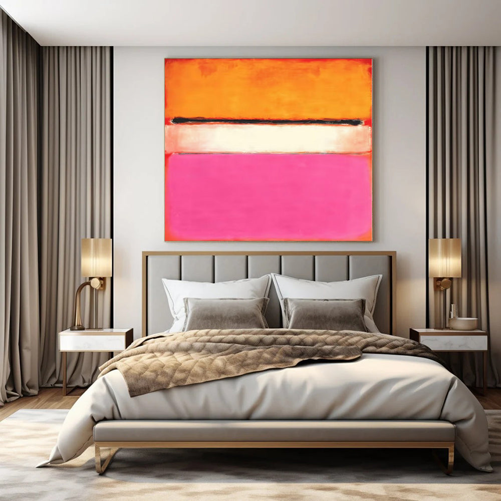 “Color Block Harmony (Orange - Pink - White)” – Color Field Painting CT1184