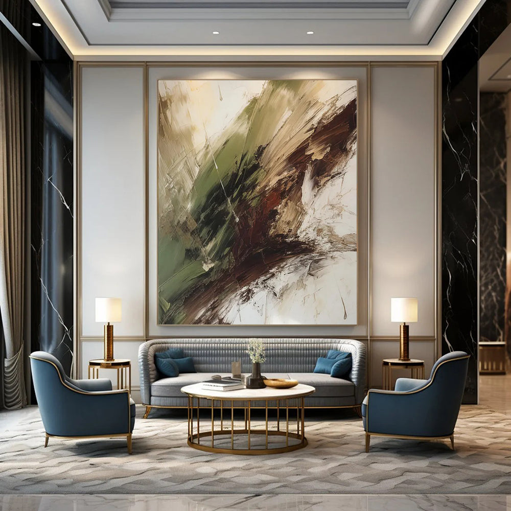 “Green - Brown Abstract Swirls” - Abstract Expressionist Painting On Canvas DTP118