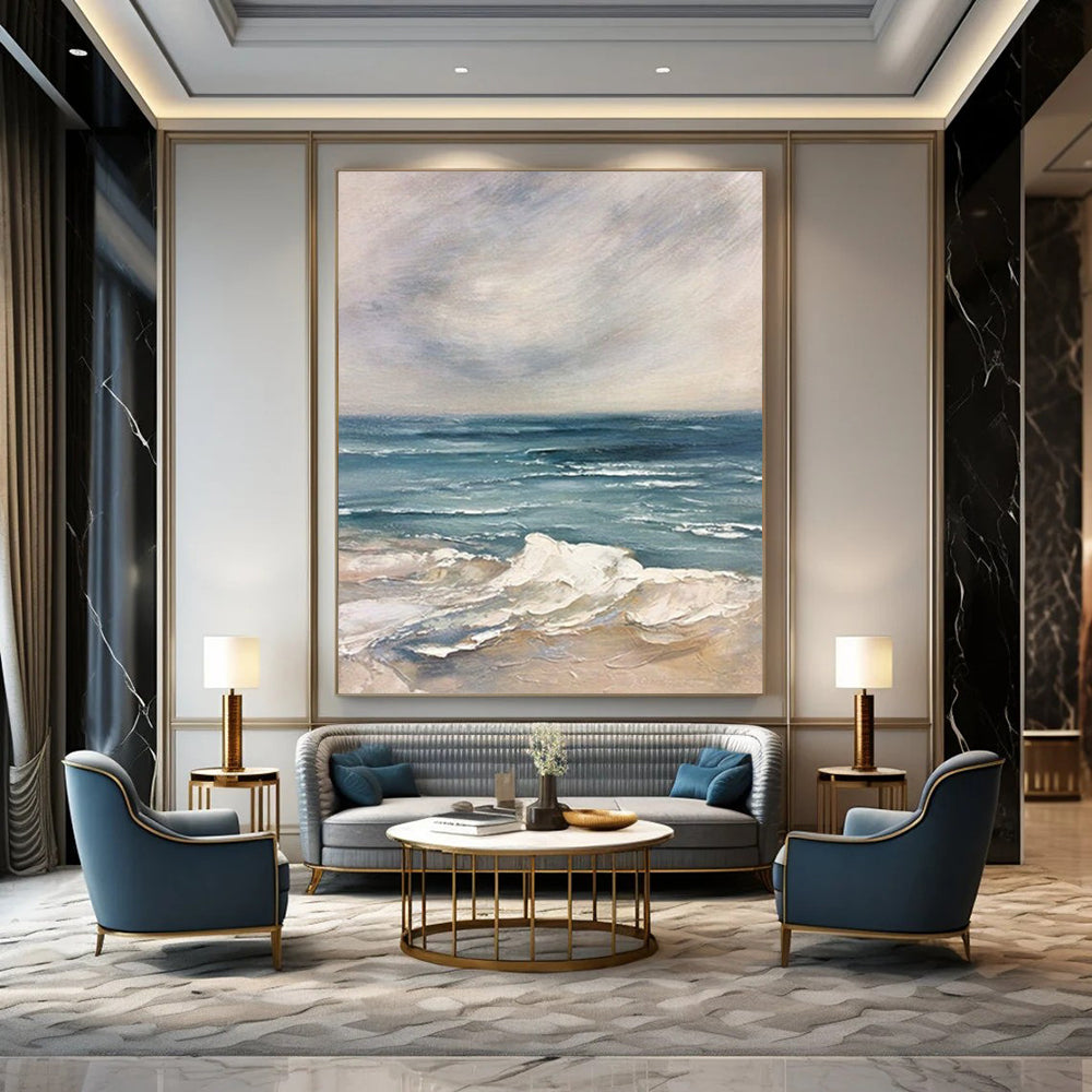 “Serene Seaside View” - Impressionist Landscape Painting On Canvas DTP048