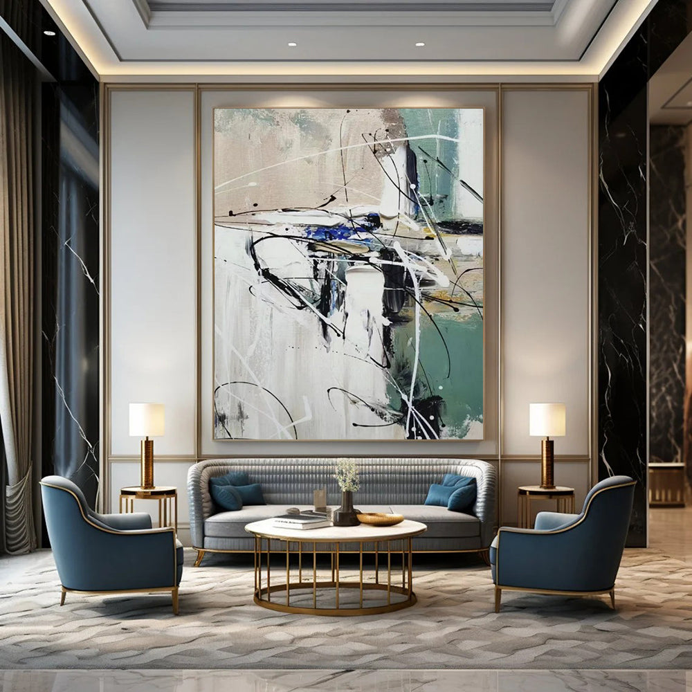 Abstract Black & White Swirls - Expressionist Abstract Painting On Canvas CT2297