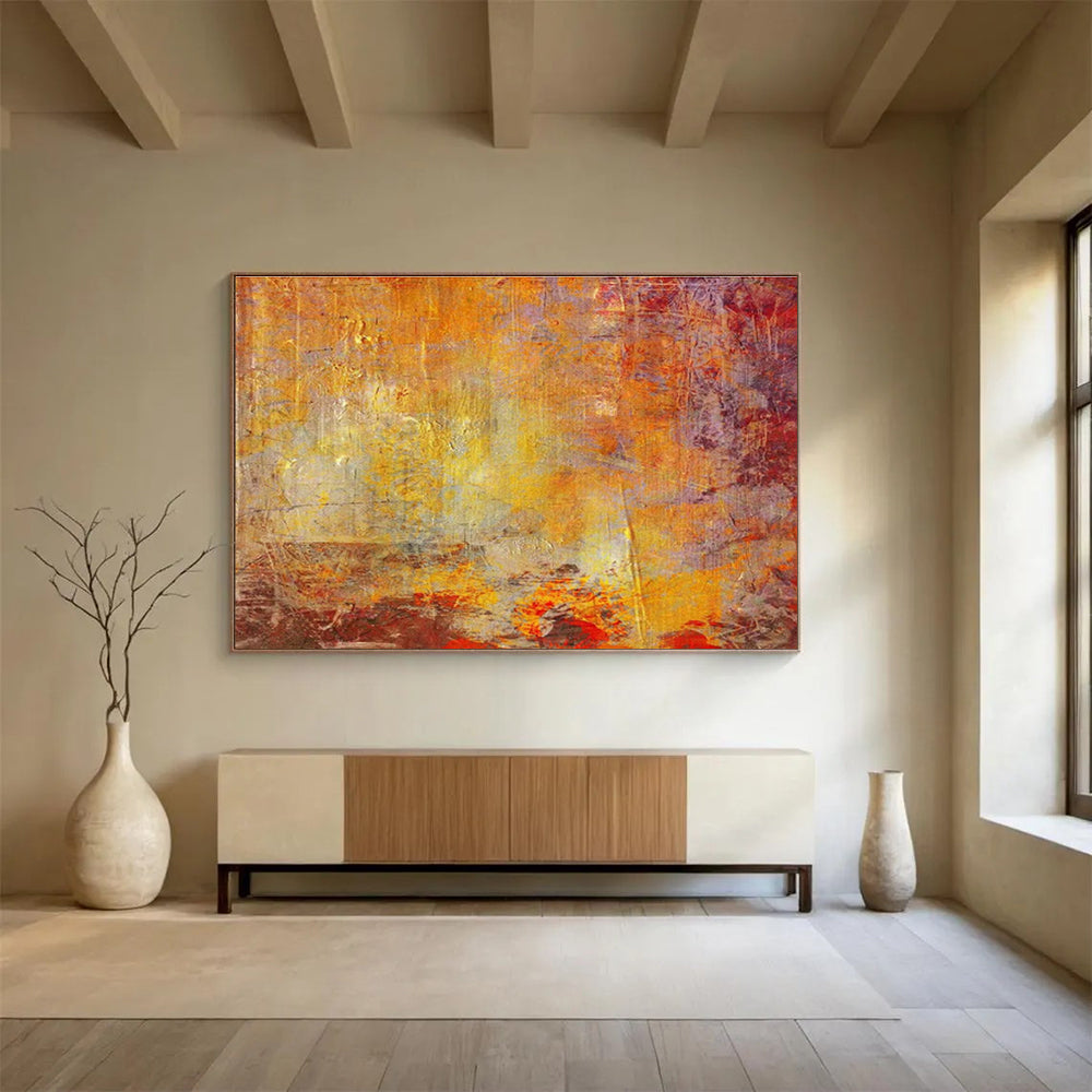 Warm Textured Abstract in Orange and Purple Painting On Canvas DKH192