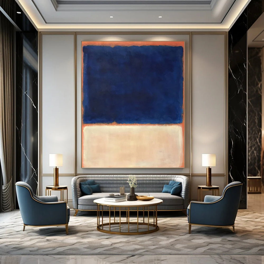 “Deep Blue & Pale Orange Layers” - Rothko - Style Color - Field Painting On Canvas DKH1622
