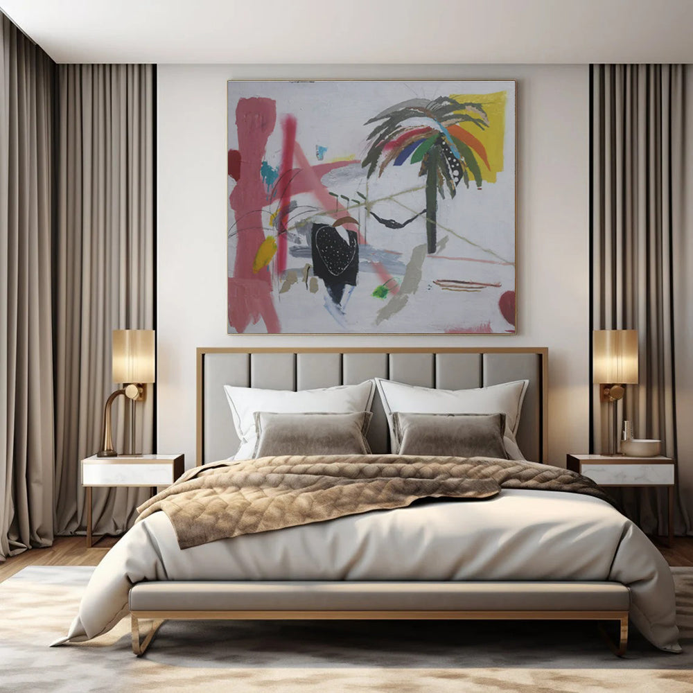 Colorful - Leaf Palm Abstraction - Tropical Art - Style Acrylic Painting CT1411