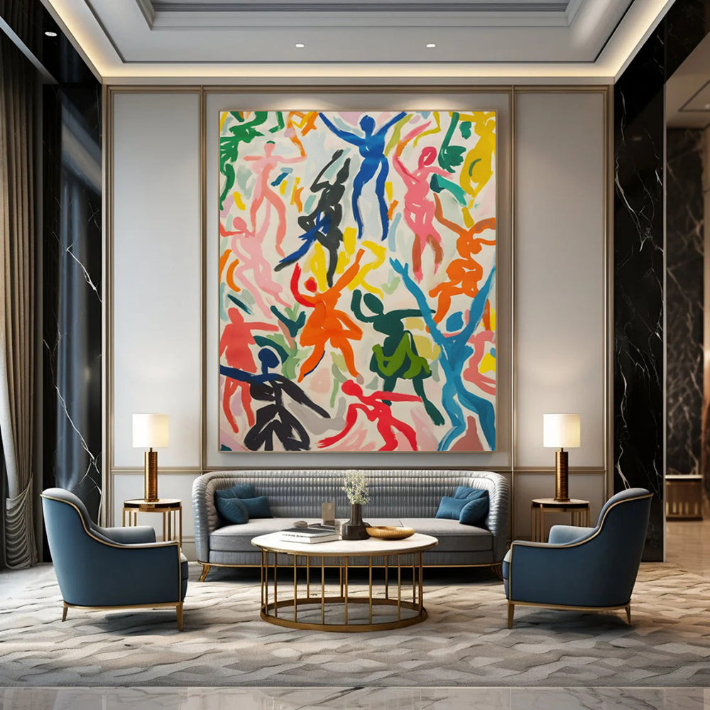 Colorful Dancing Figures - Expressionist People - Themed Painting On Canvas CT2257