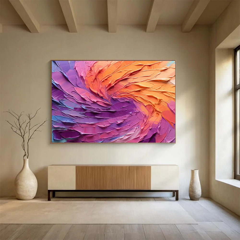 “Color - Swirled Abstract Feathers” - Dynamic Abstract Painting On Canvas DKH820
