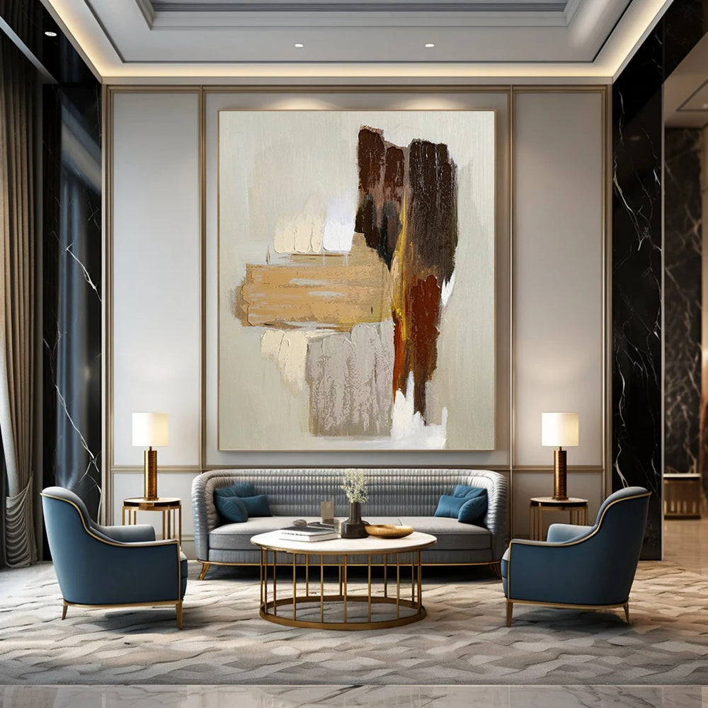 “Neutral Color Block Abstraction” - Minimalist Abstract Painting On Canvas DKH1067