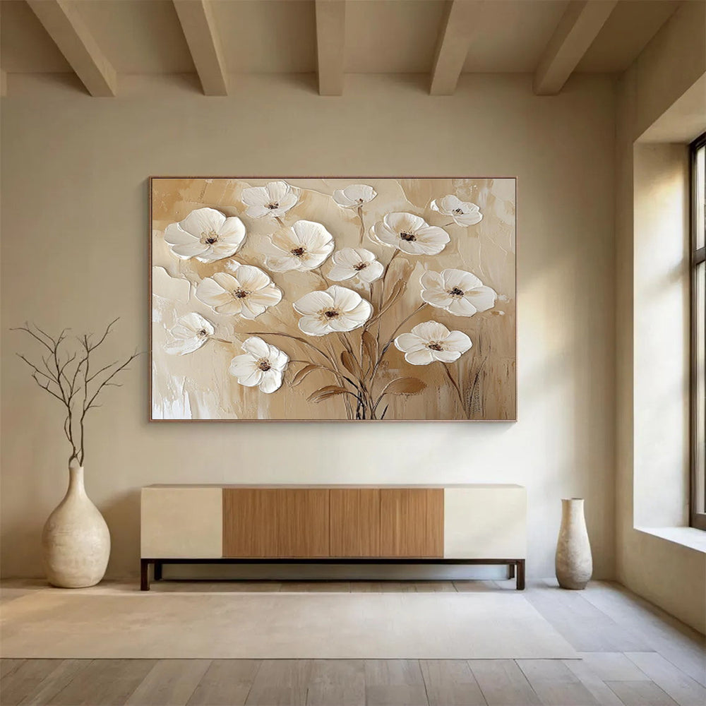 Textured Floral Relief Painting On Canvas DKH309