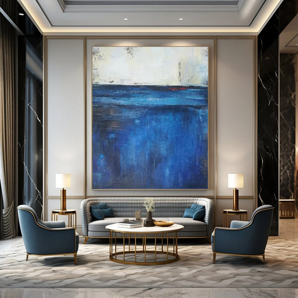“Blue Calm” - Shades of Blue Abstract Landscape - Inspired Painting On Canvas DKH1567