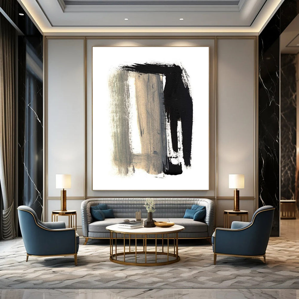 “Monochrome Brushstrokes” - Minimalist Abstract Painting On Canvas DTP157