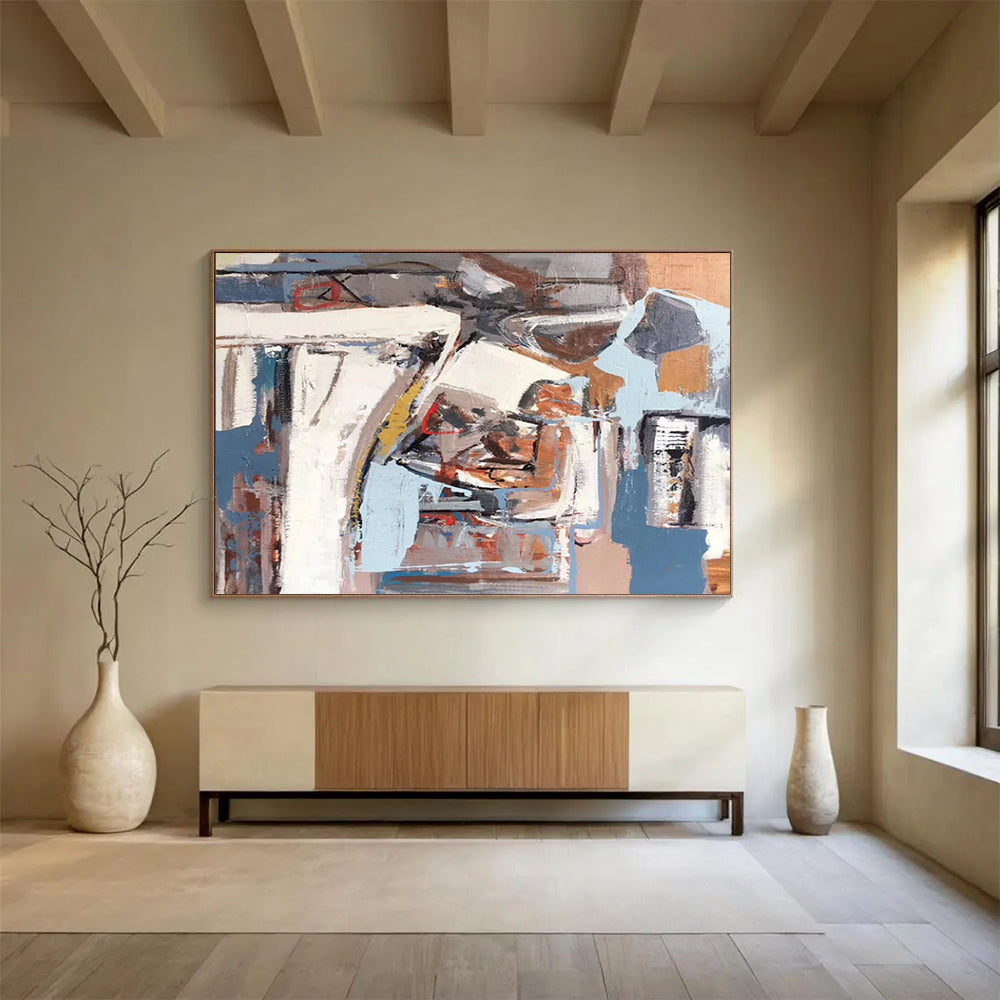 “Color - Blended, Abstract Scene ‘Urban Mosaic’” - Abstract Cityscape Painting On Canvas DLZ026