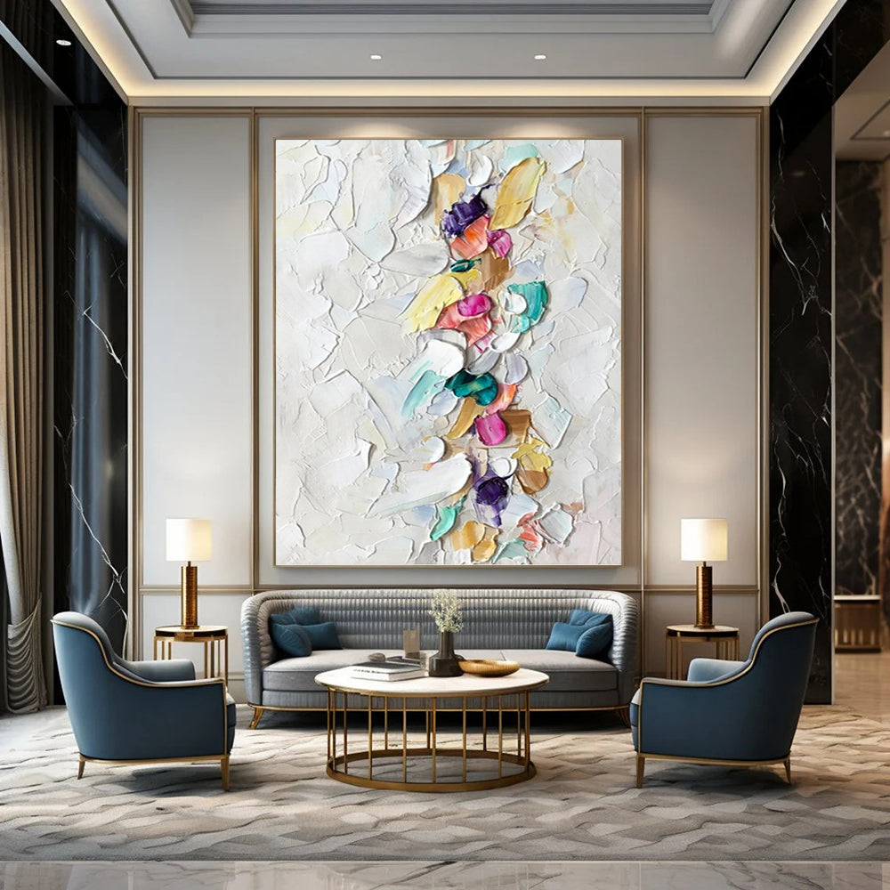 “Colorful Impasto Strip” - Multicolor Textured Painting On Canvas DKH0974