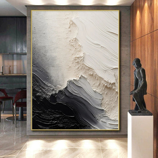 “Monochrome Waves” - Abstract Work with Black, White, Gray Textures CT0081