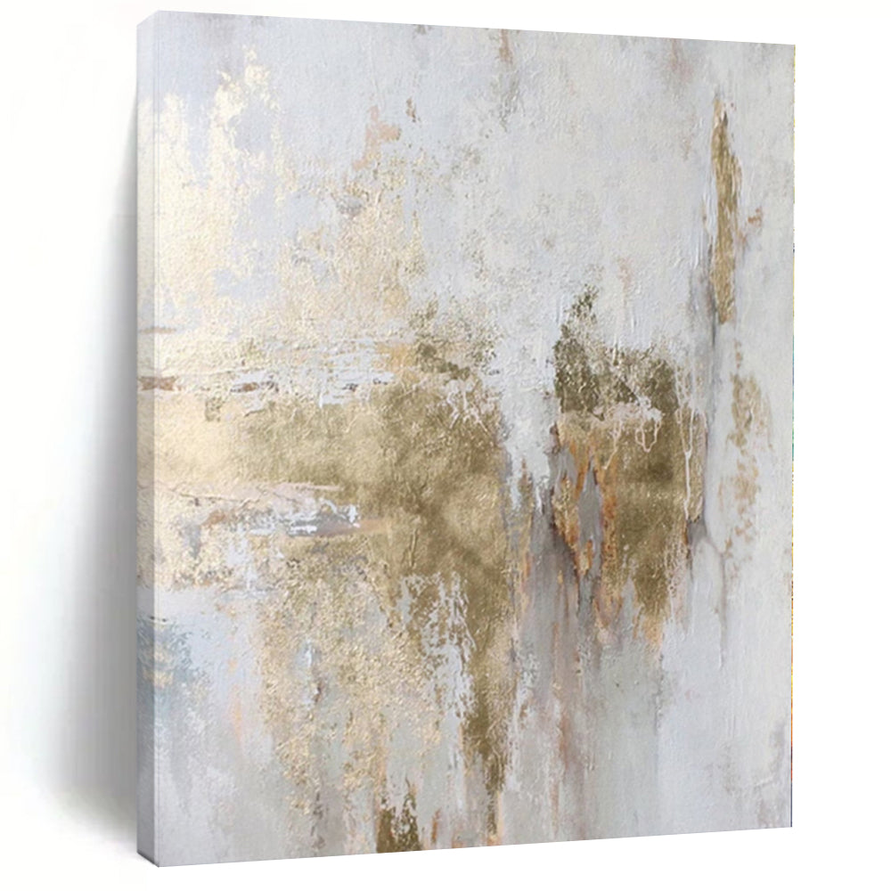 “White - Gold Textured Patina” Abstract Acrylic Art CT0256