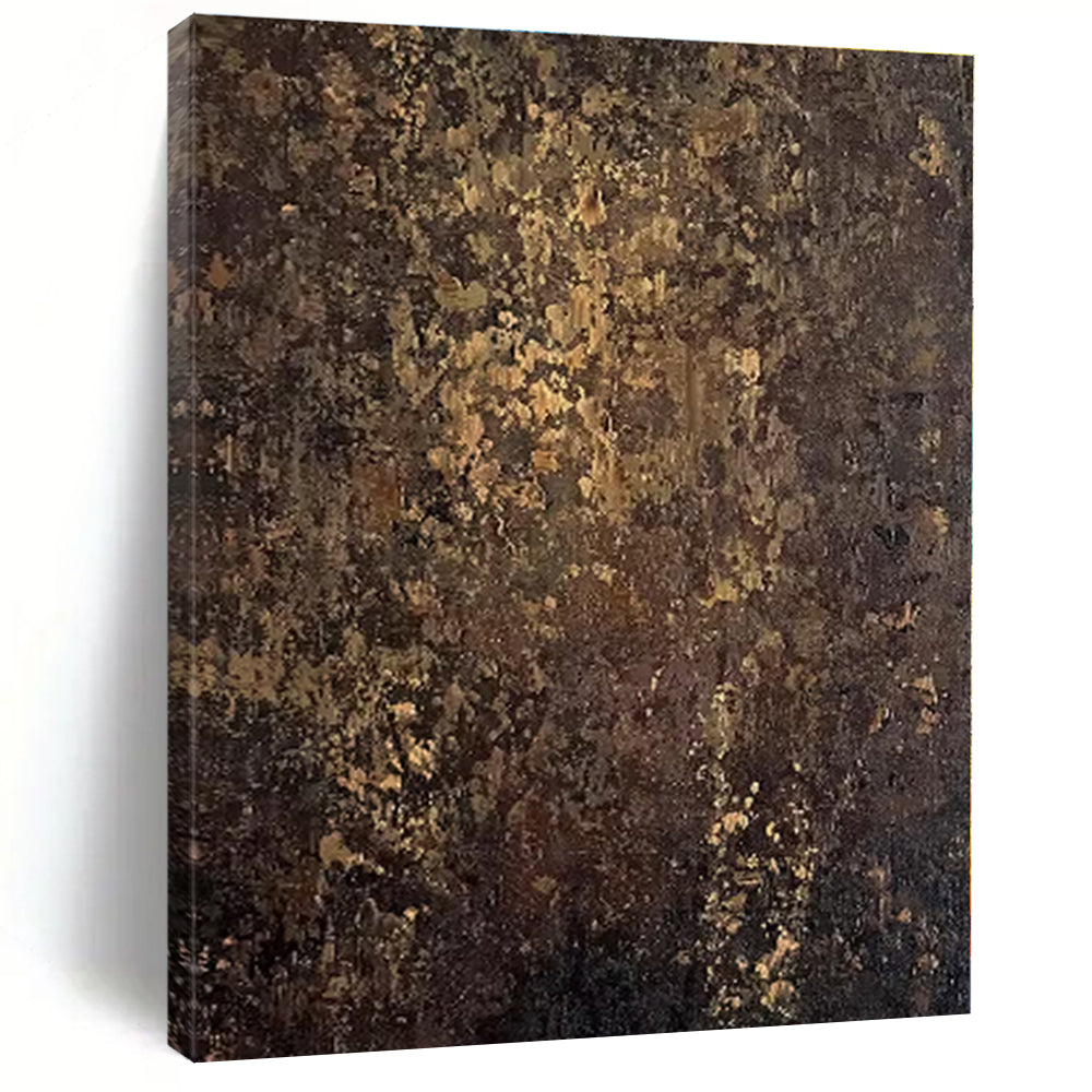 “Dark Brown - Gold Textured Abstraction” - Abstract Expressionist Art CT0448