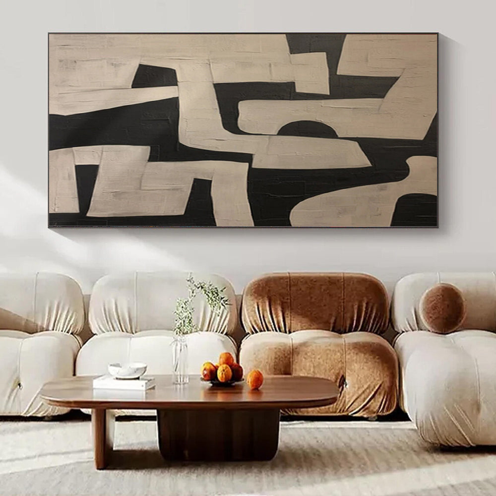 “Black - White Geometric Textures” Abstract Acrylic Painting CT0122