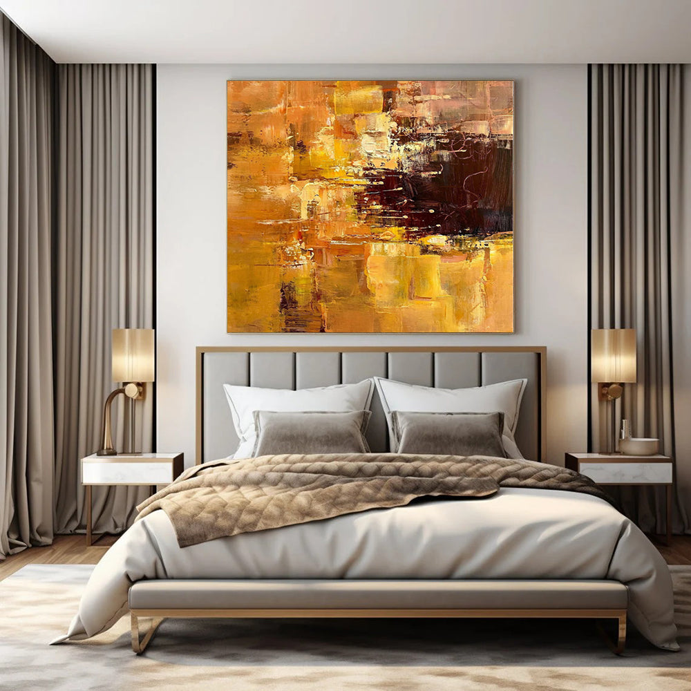 “Gold - Brown Abstract Layers” Impressionistic Acrylic Art CT0212
