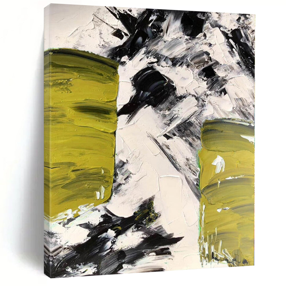 “Bold Green - Black Abstract Textures” Abstract Acrylic Art CT0305