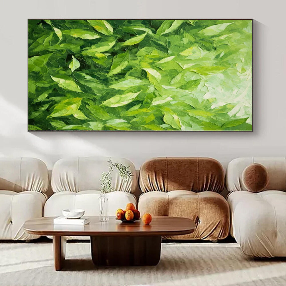 “Lush Green Leaves Impasto” Textured Acrylic Art CT0200