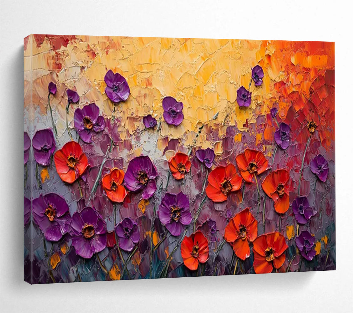 “Impasto Poppies Field” – Textured Floral Oil Painting CT1765