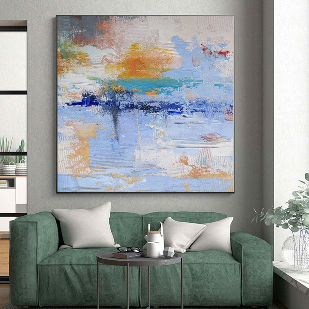 “Blue - Orange Abstract Impressions” Expressionistic Acrylic Art CT0224