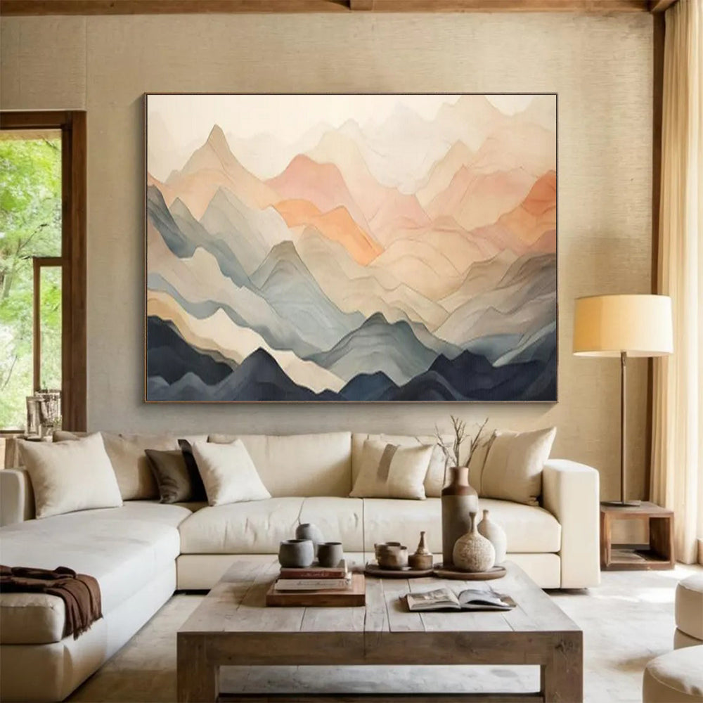 “Pastel Mountain Layers” – Soft pinks, blues, grays forming geometric mountain silhouettes CT1696