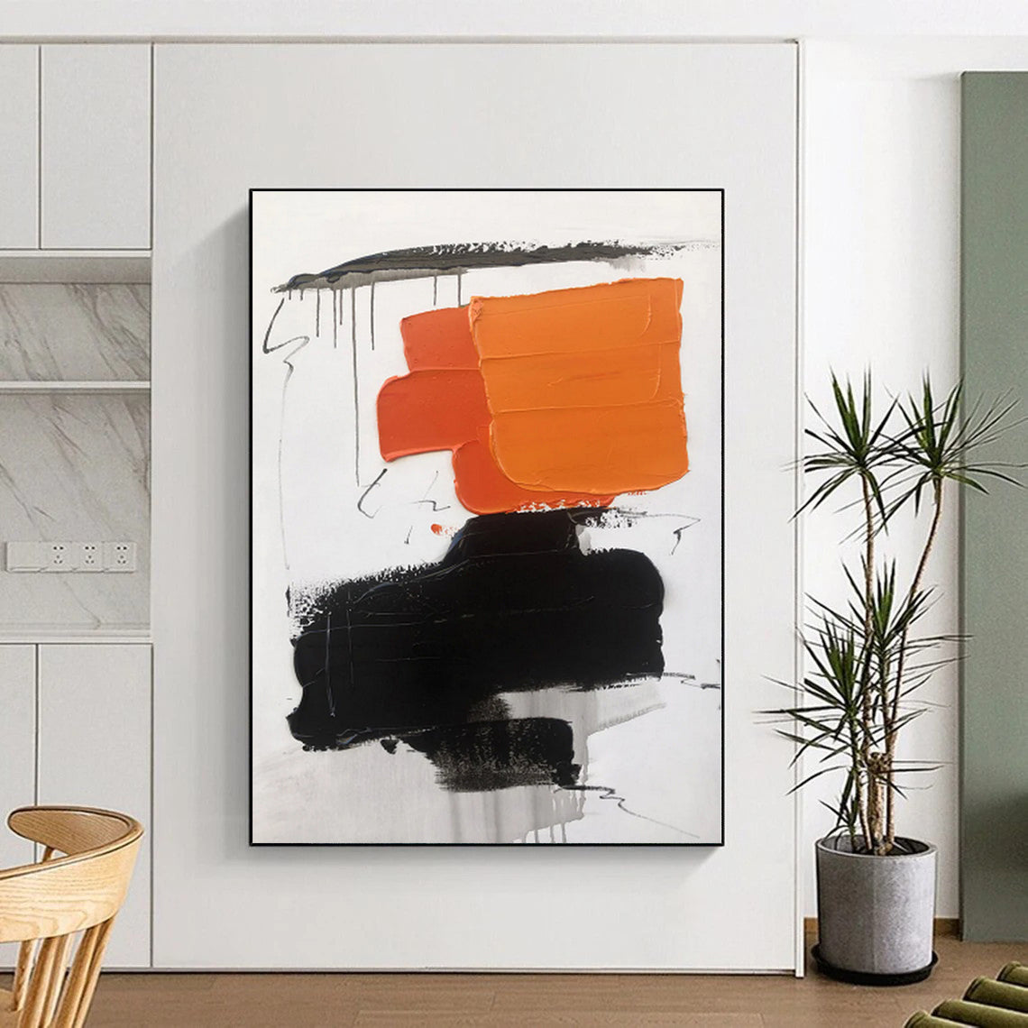 “Orange - Black Abstract Simplicity” - Abstract Minimalist Art CT0490