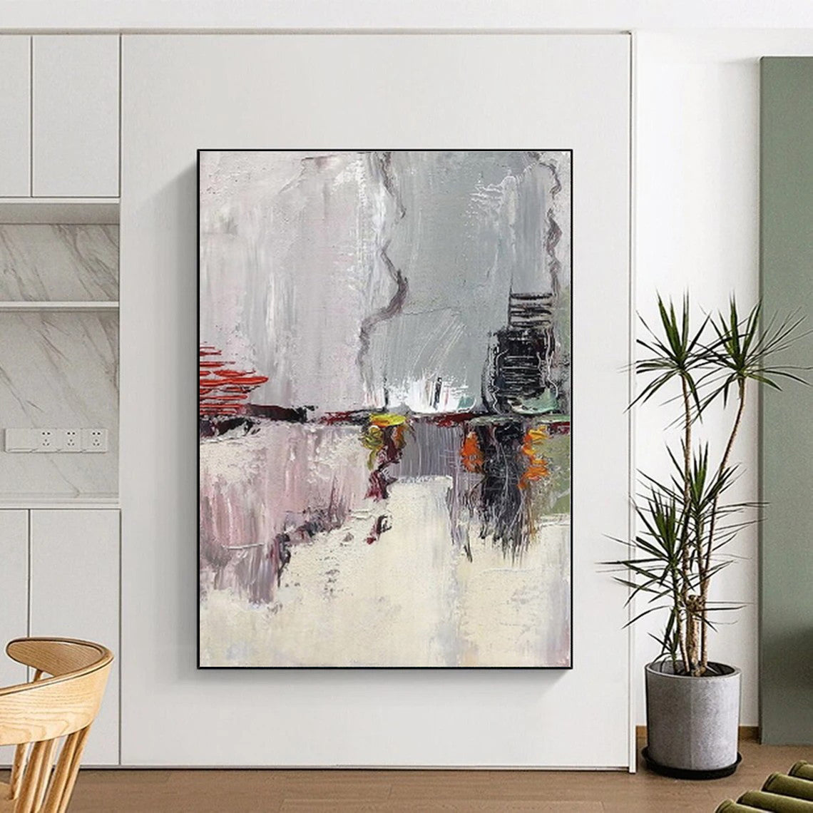 “Gray - Colorful Abstract Landscape” - Abstract Impressionistic Painting CT0402