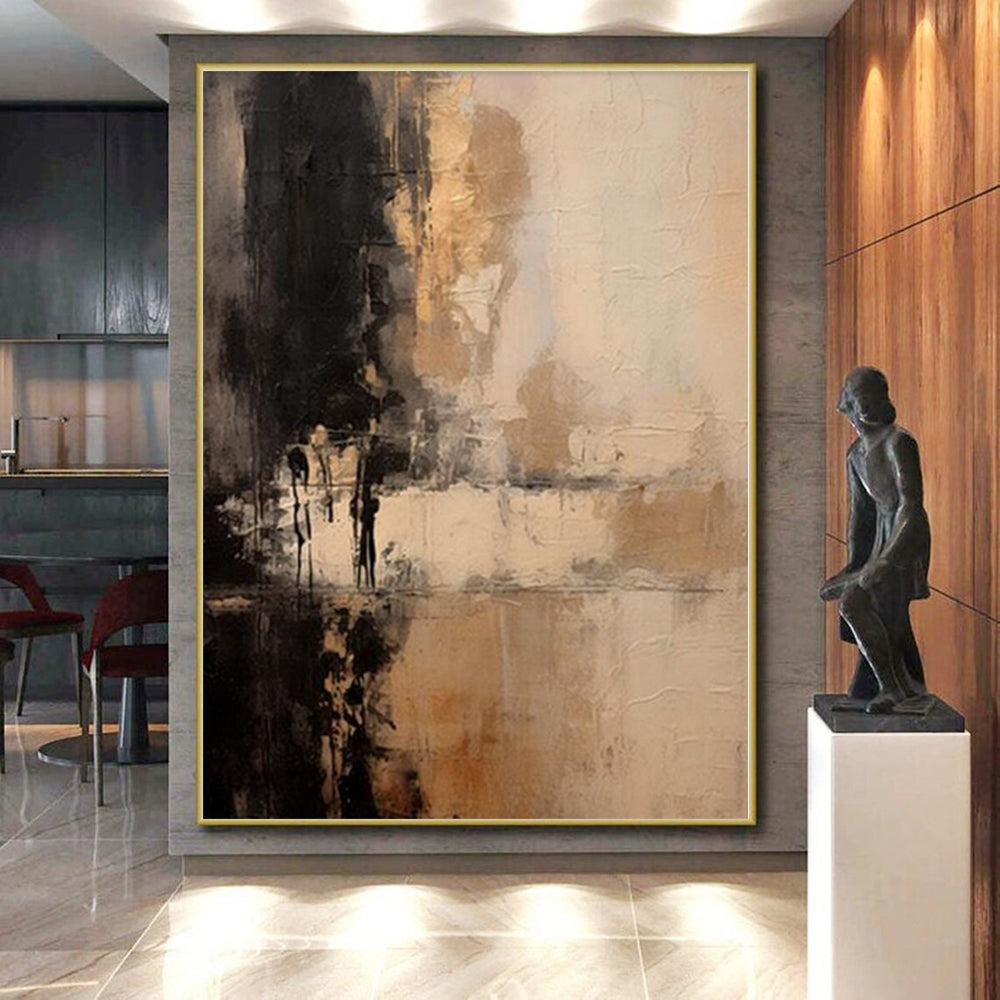 “Black - Brown - Beige Textured Abstraction” Abstract Acrylic Art CT0252