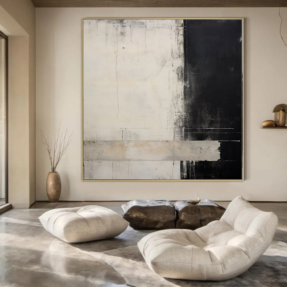 “Black - White - Gray Abstract Layers” Expressionistic Acrylic Art CT0220