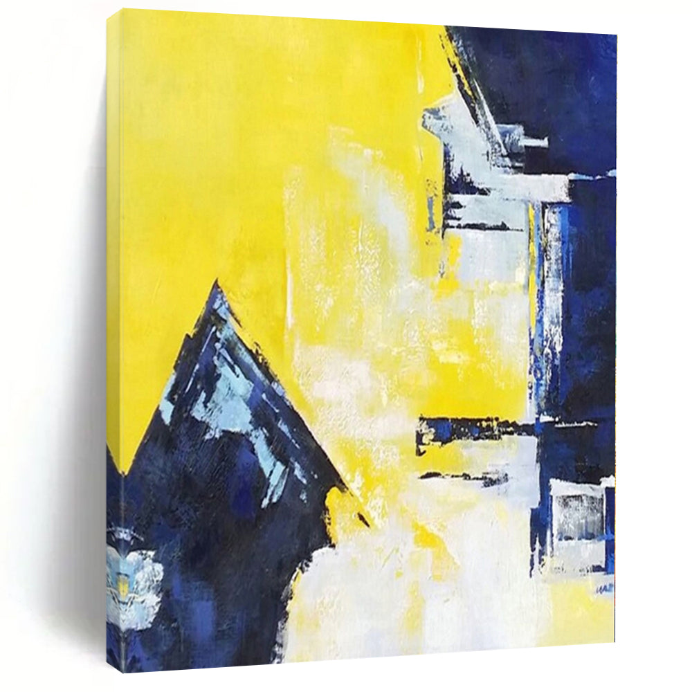 “Yellow - Blue Abstract Forms” Cubist - Inspired Acrylic Art CT0215