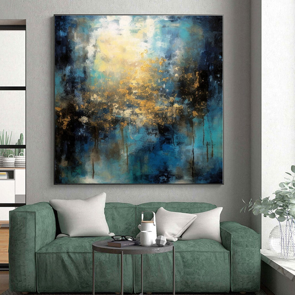 “Blue - Gold Abstract Light” - Abstract Landscape Art CT0451
