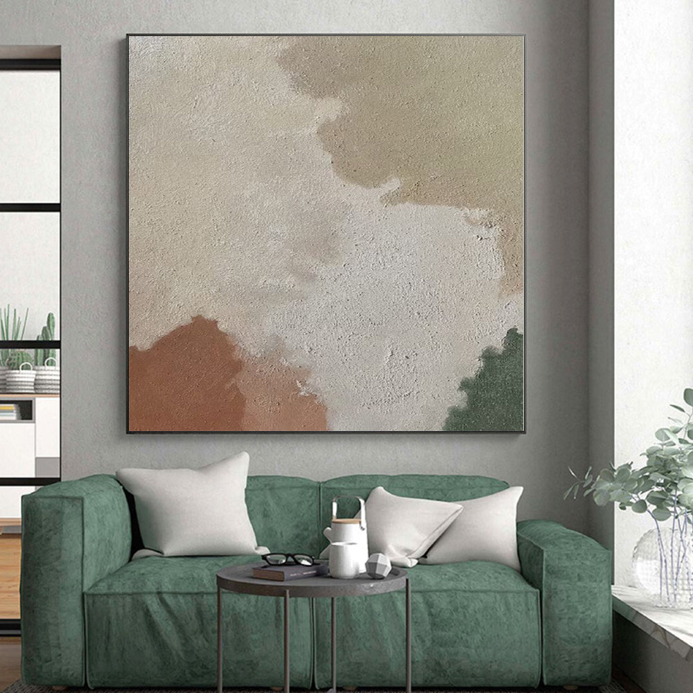 “Beige, Brown & Green Soft Patches” - Abstract Soft - Colored Painting CT0391