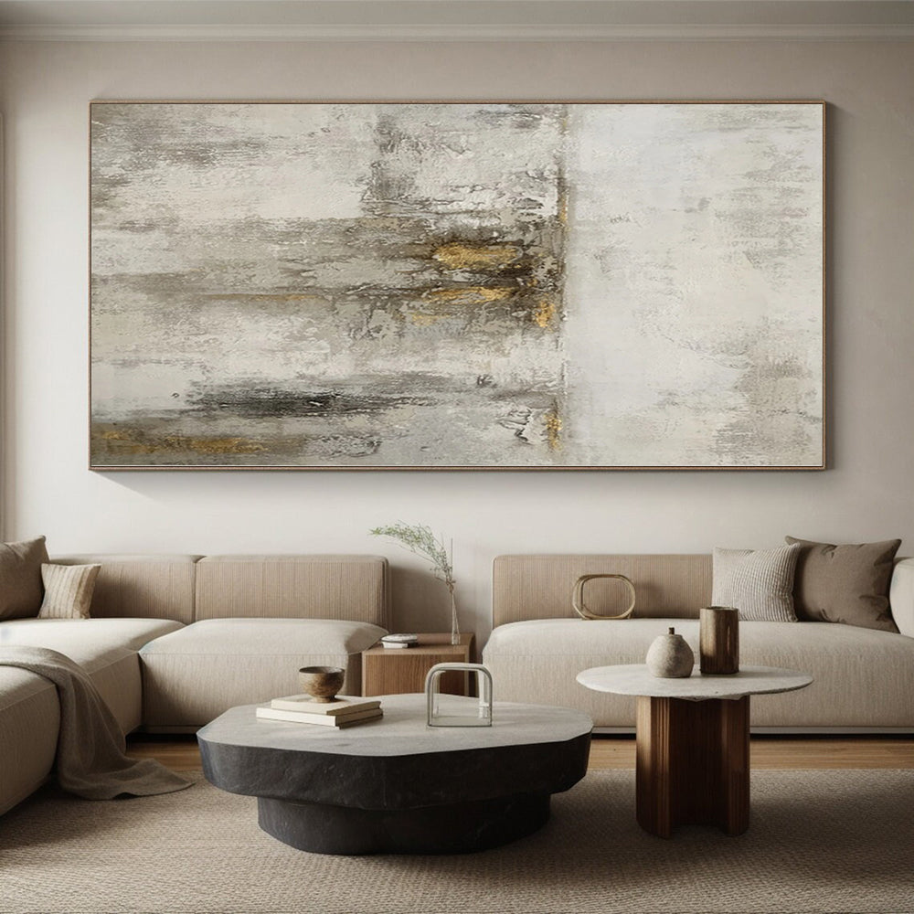 “Textured Grey with Gold Streaks”,Minimalist Textured Painting CT0356