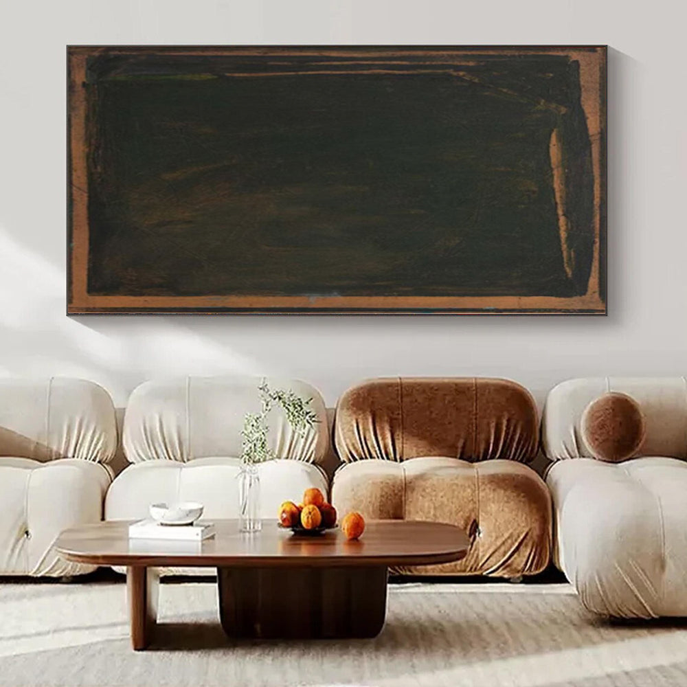 “Dark Green and Brown Edged” Minimalist Oil Art CT0150