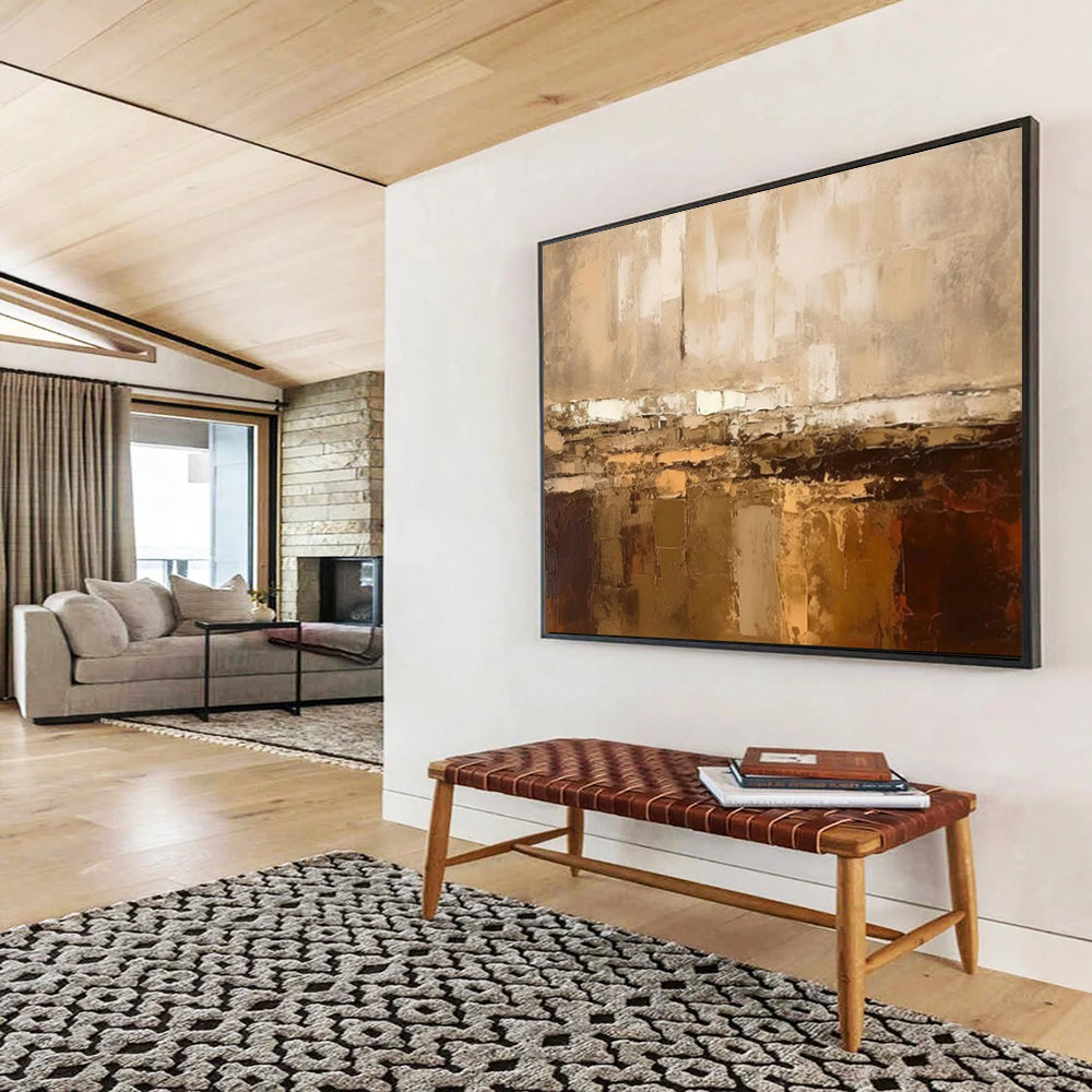 “Earthy Layers” - Browns, beiges, whites; textured, stacked abstract forms CT1504