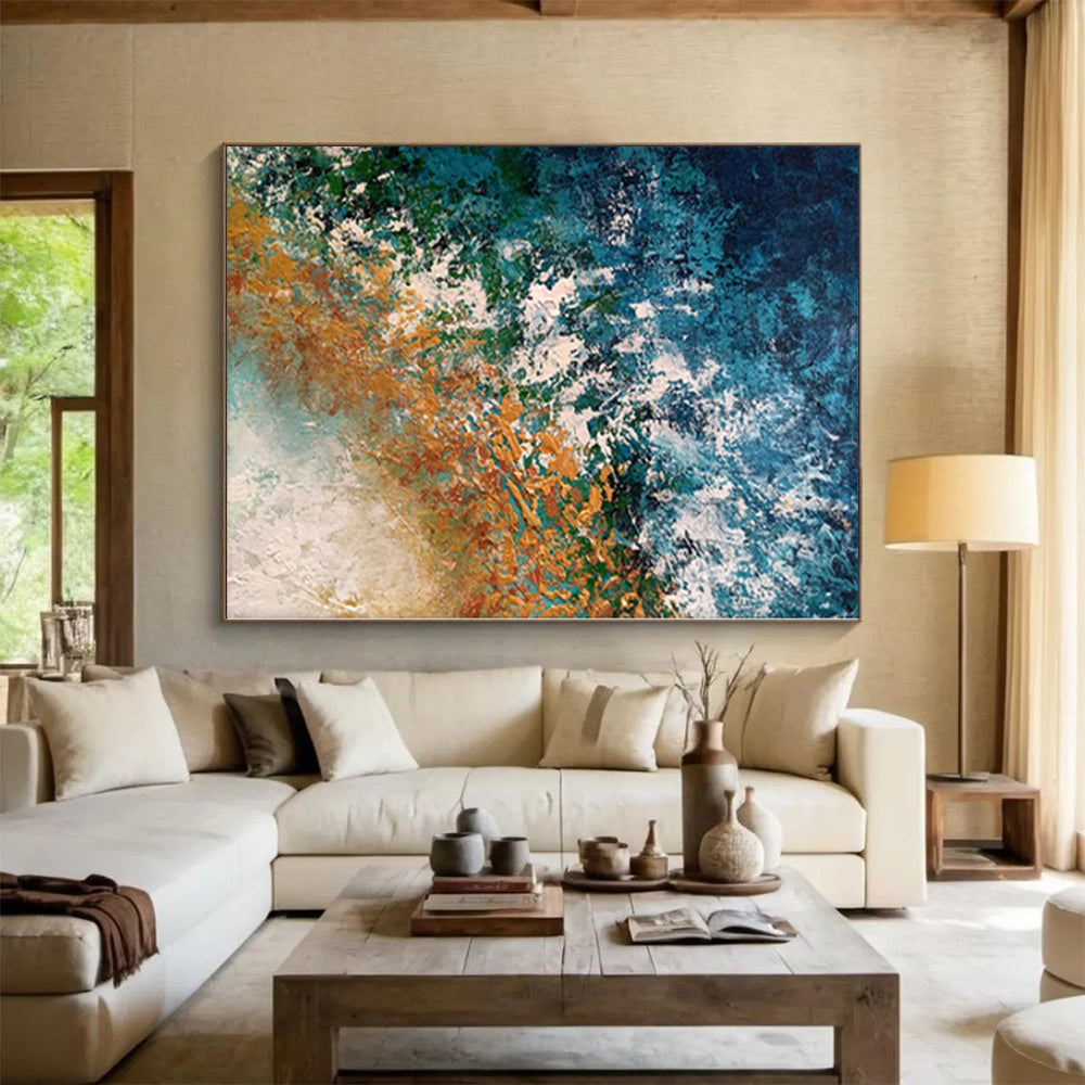 “Pastel Fusion” - Abstract Painting with Light Blue, Coral, Orange, Purple Mix CT0010
