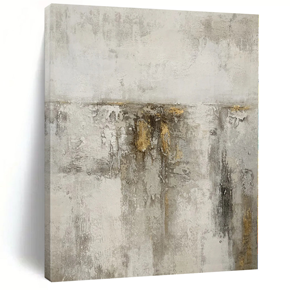 “Textured Grey with Gold Streaks”,Minimalist Textured Painting CT0356