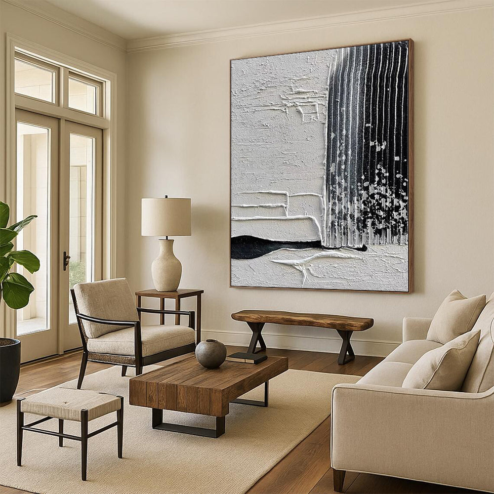 “Layered Gray - Black Textures” Abstract Acrylic Art CT0280