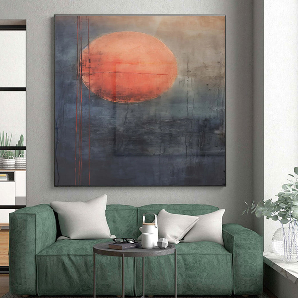 “Red Sun - Gray Sky Abstract” - Abstract Landscape Art CT0452