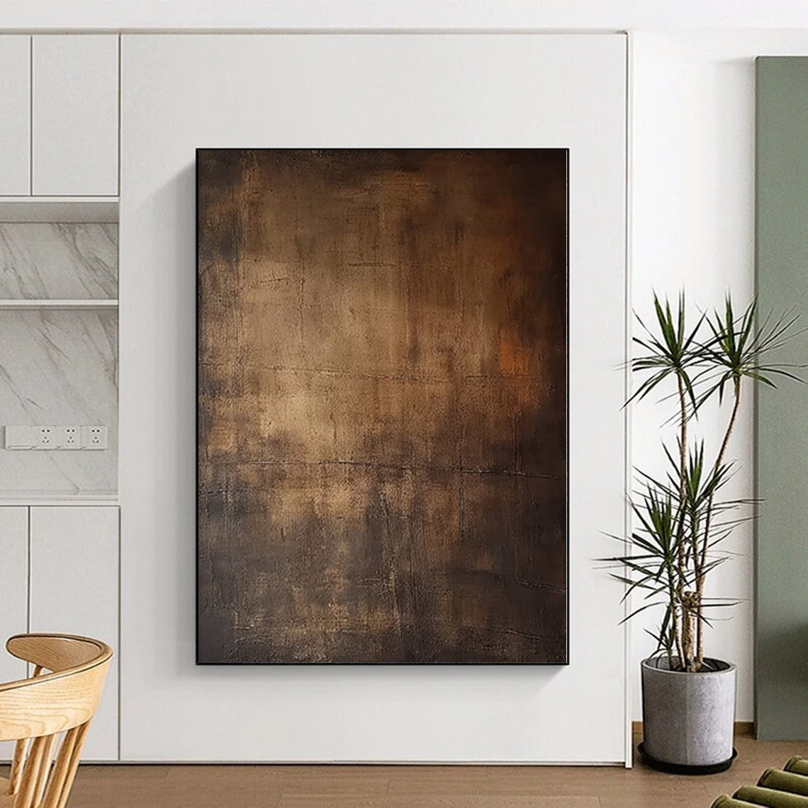 “Earthy Abyss” - Abstract Painting with Deep Browns, Blacks CT0097