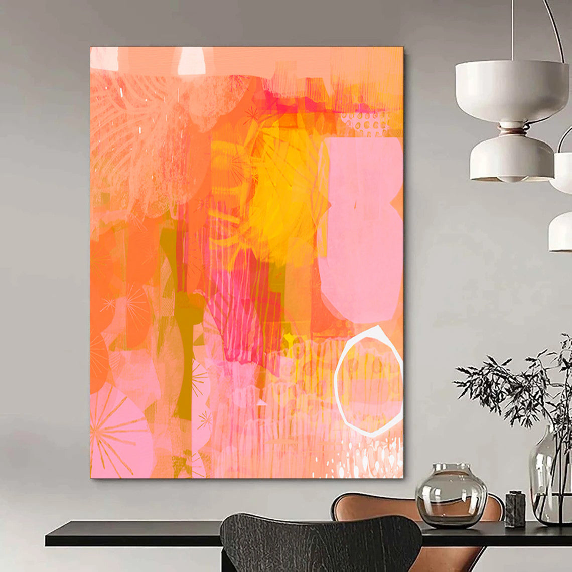“Coral - Toned Abstract Layers” - Abstract Mixed - Media Art CT2003