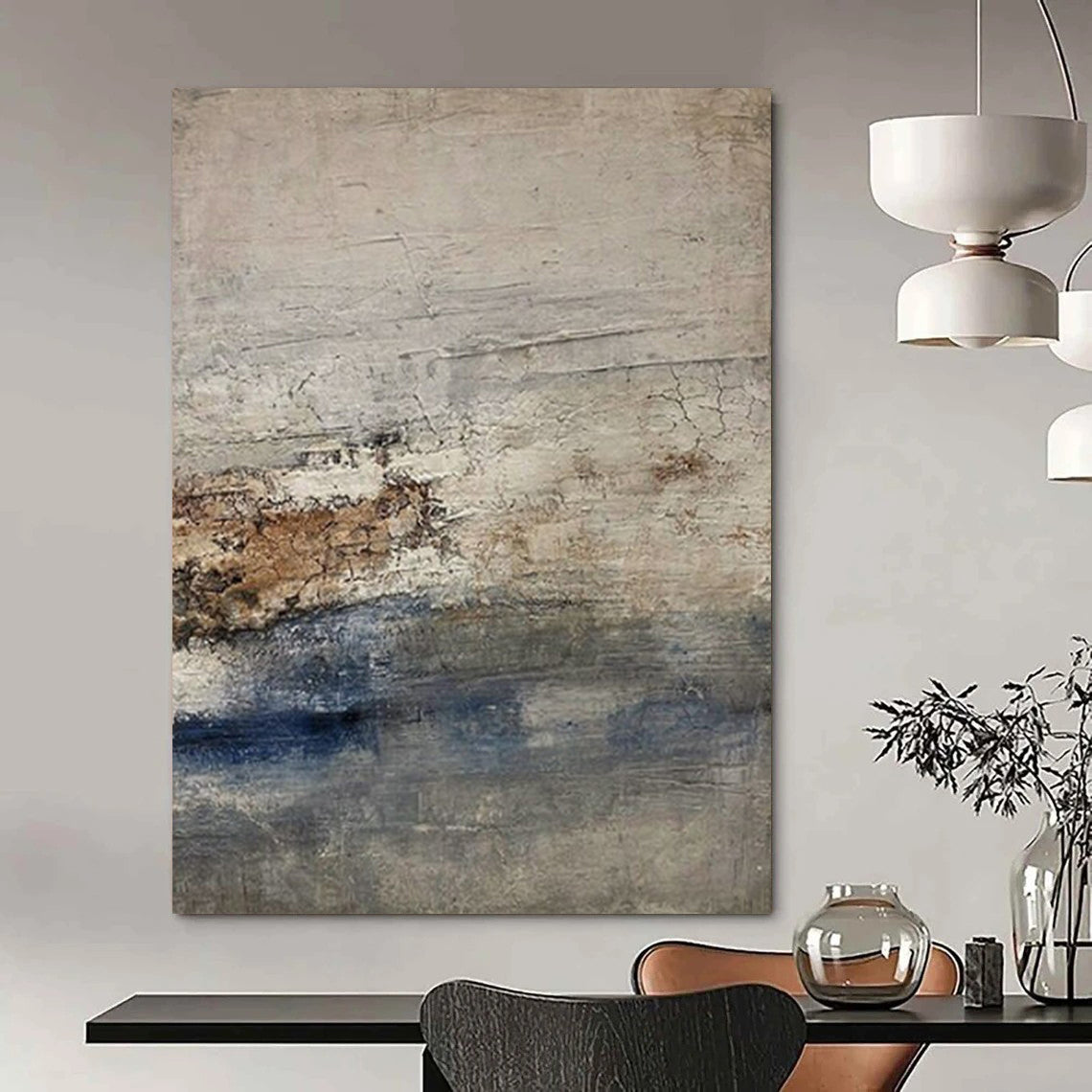 “Gray - Brown & Blue Textured Seascapes” – Abstract Seascape Art CT0976