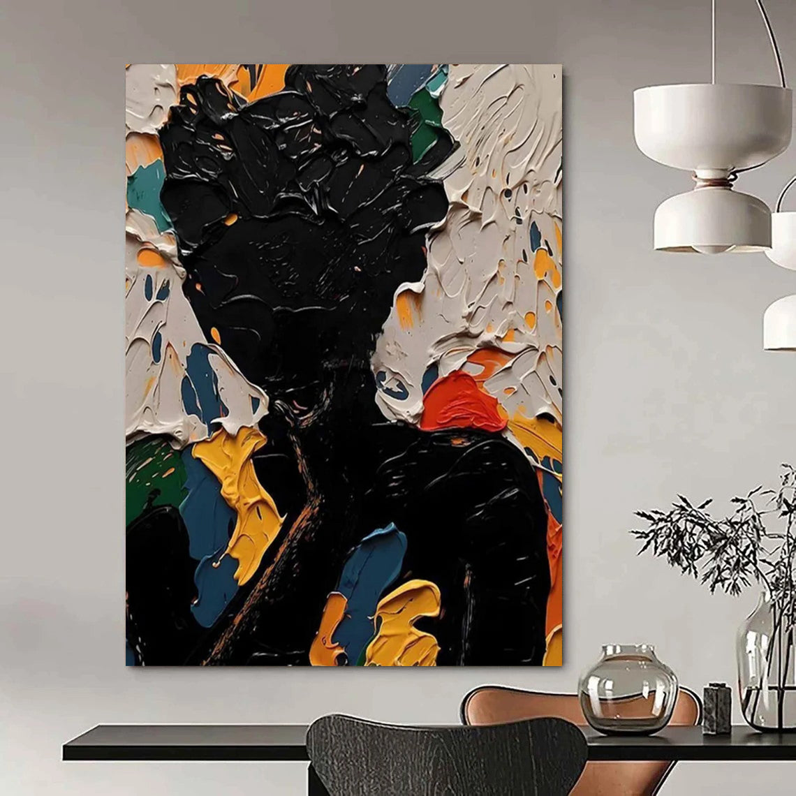 “Colorful Abstract Figure” - Multicolor, Textured Figurative Painting On Canvas DTP308