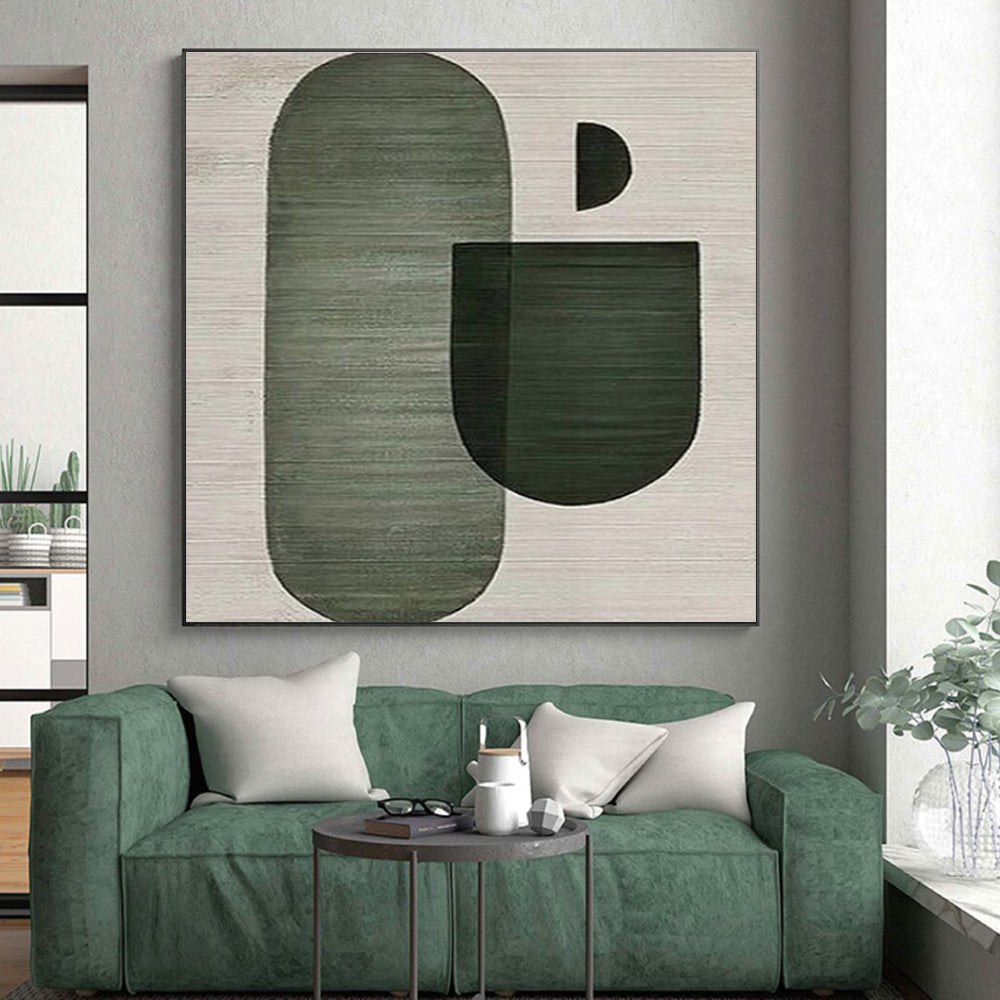 “Green Geometric Arrangement”,Minimalist Abstract Style CT0675