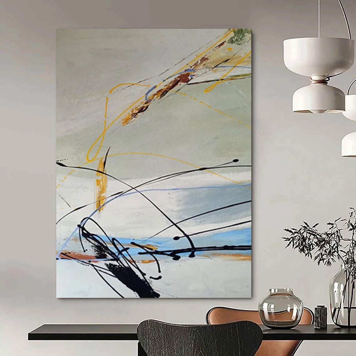 “Colorful Linear Abstraction” - Abstract Expressionist Painting On Canvas DTP035
