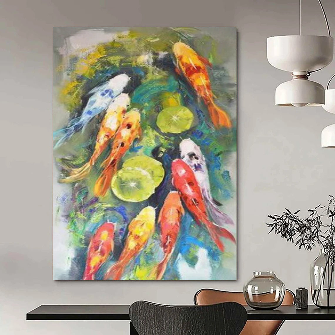 “Colorful Koi Fish Abstract” - Animal - Inspired Abstract Painting On Canvas CT2351