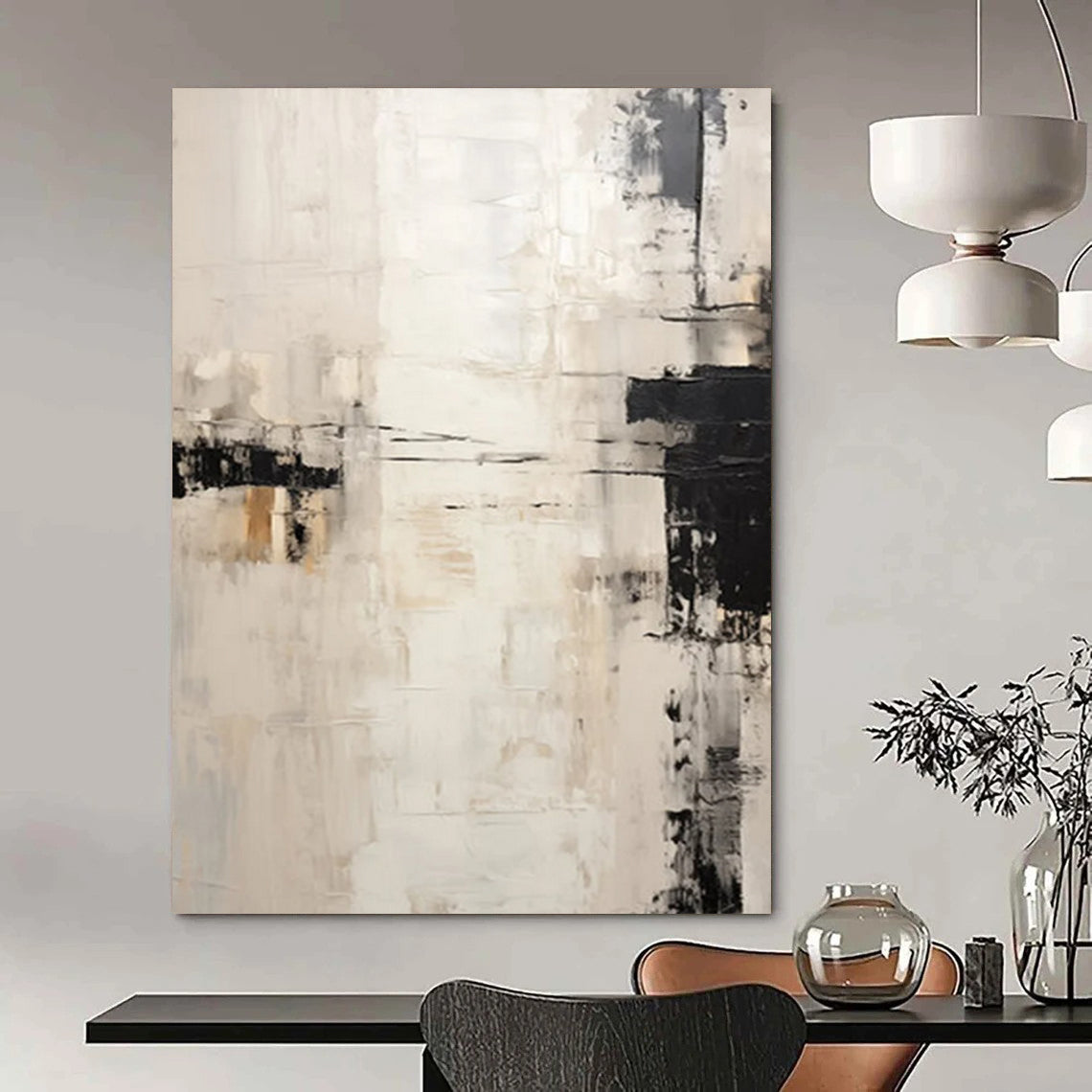 “Neutral Abstract Blocks” - Minimalist Abstract Painting On Canvas DTP131