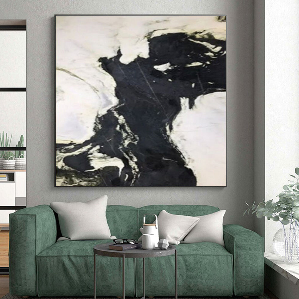 Black - White Fluid Shapes, “Ink Odyssey” - Abstract Ink Painting CT0733