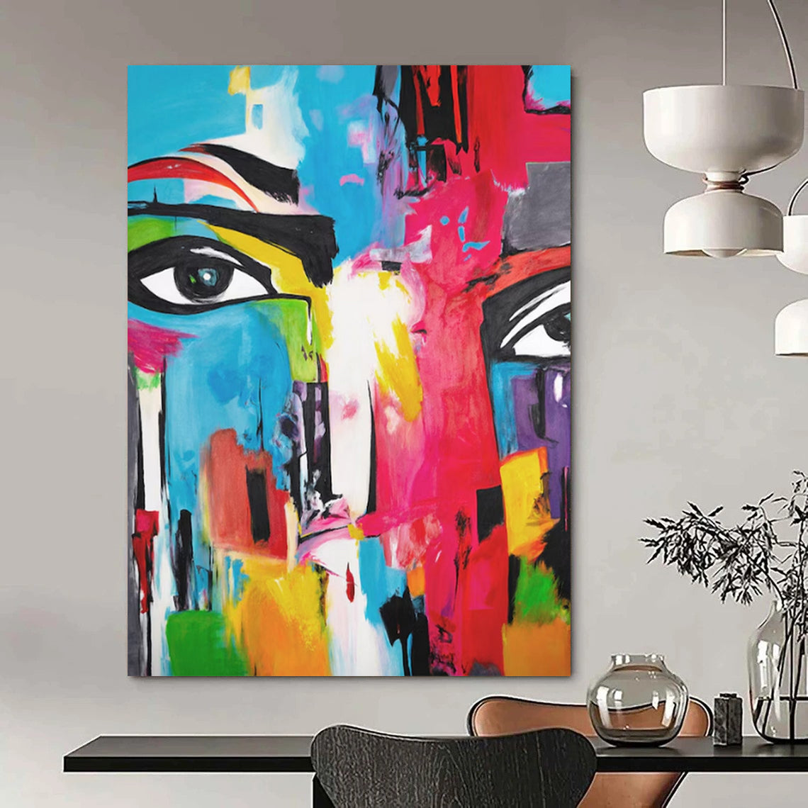 “Color - Blocked Face” - Multicolor Abstract Portrait Painting On Canvas CT2220